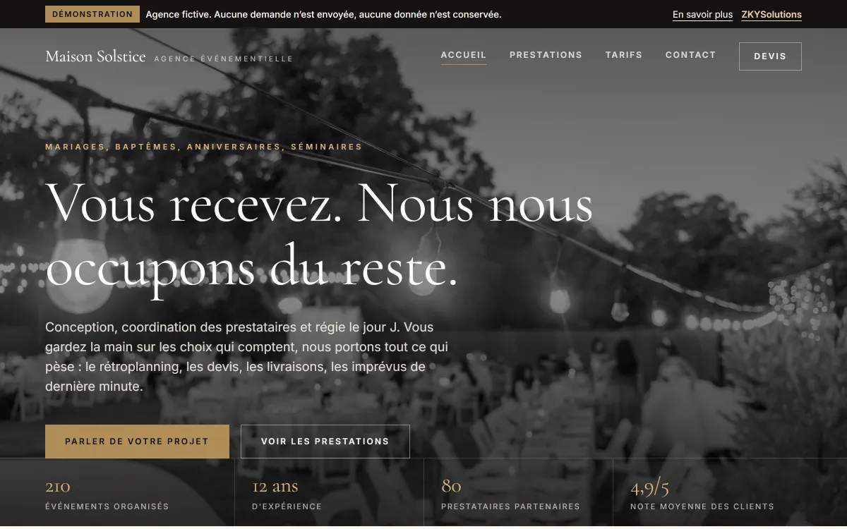 Aperçu du projet Agence événementielle