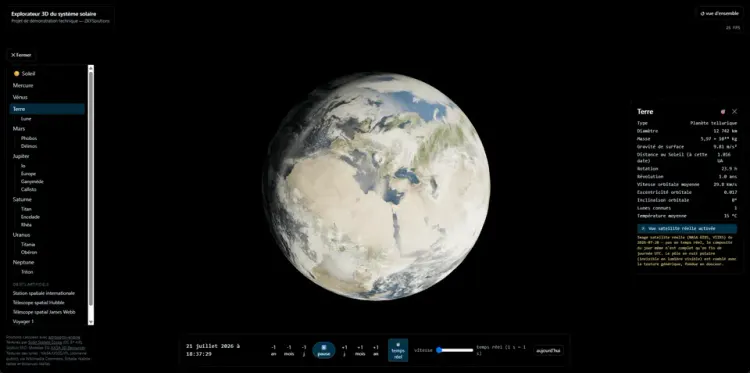 Aperçu du projet Explorateur 3D du système solaire